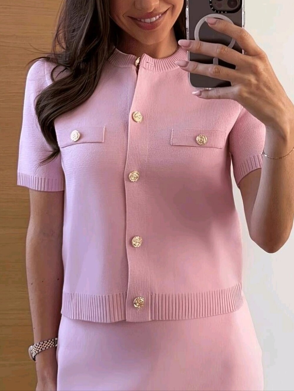 Summer Autumn Women's Elegant Fashion Knit Short Sleeve Top, Street Commute